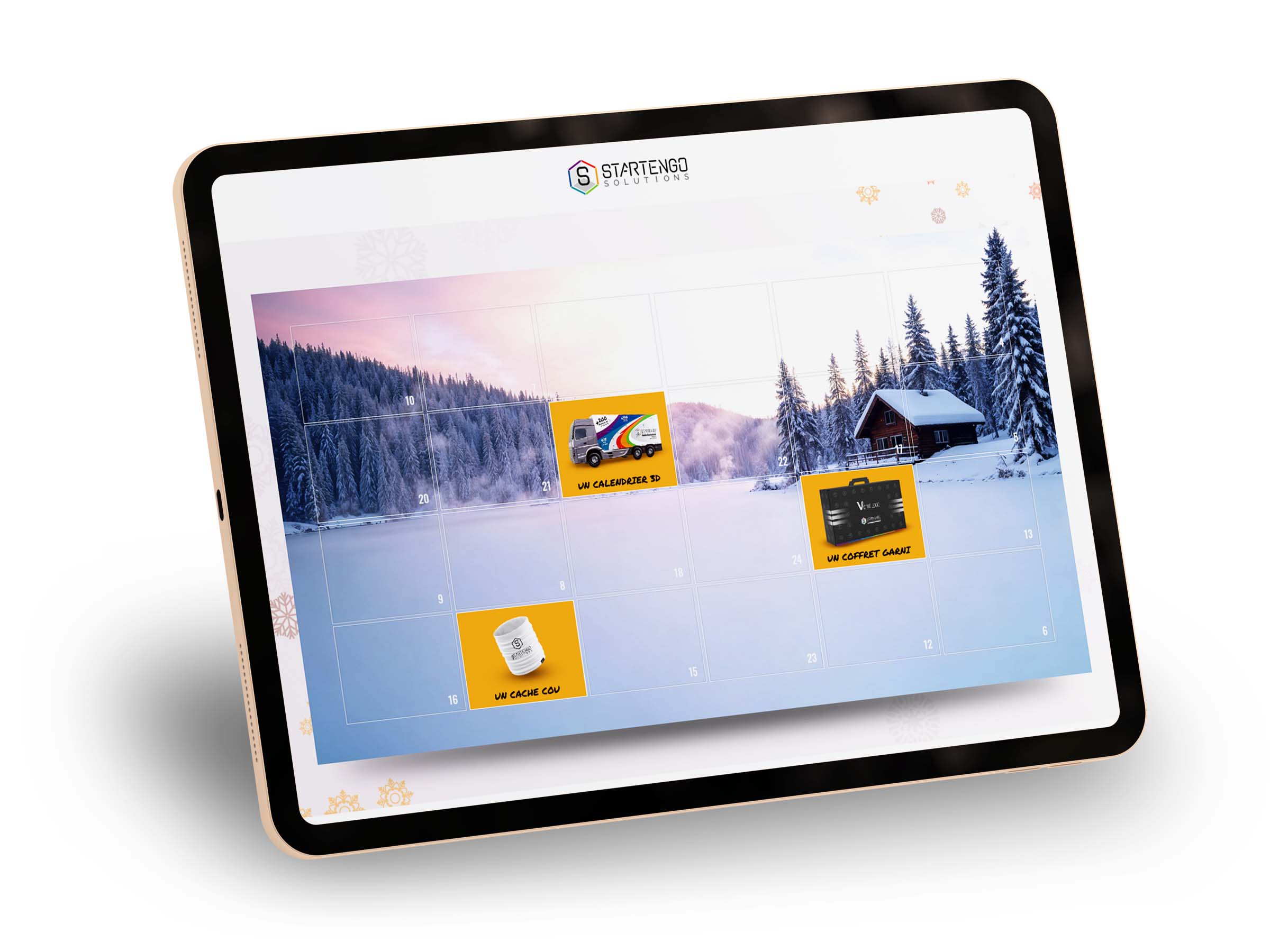 Exemple de calendrier de l'Avent digital Startengo Games pour générer des leads et fidéliser les clients à Noël